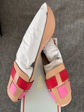 NWT FRANCES VALENTINE  JOSIE STYLE, SOFT TAN CALF LEATHER FLAT LOAFERS